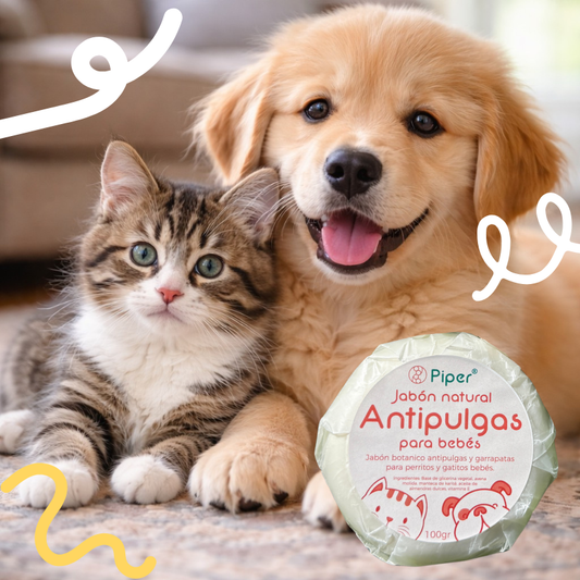 Jabón Natural Antipulgas para Perros y Gatos Bebés